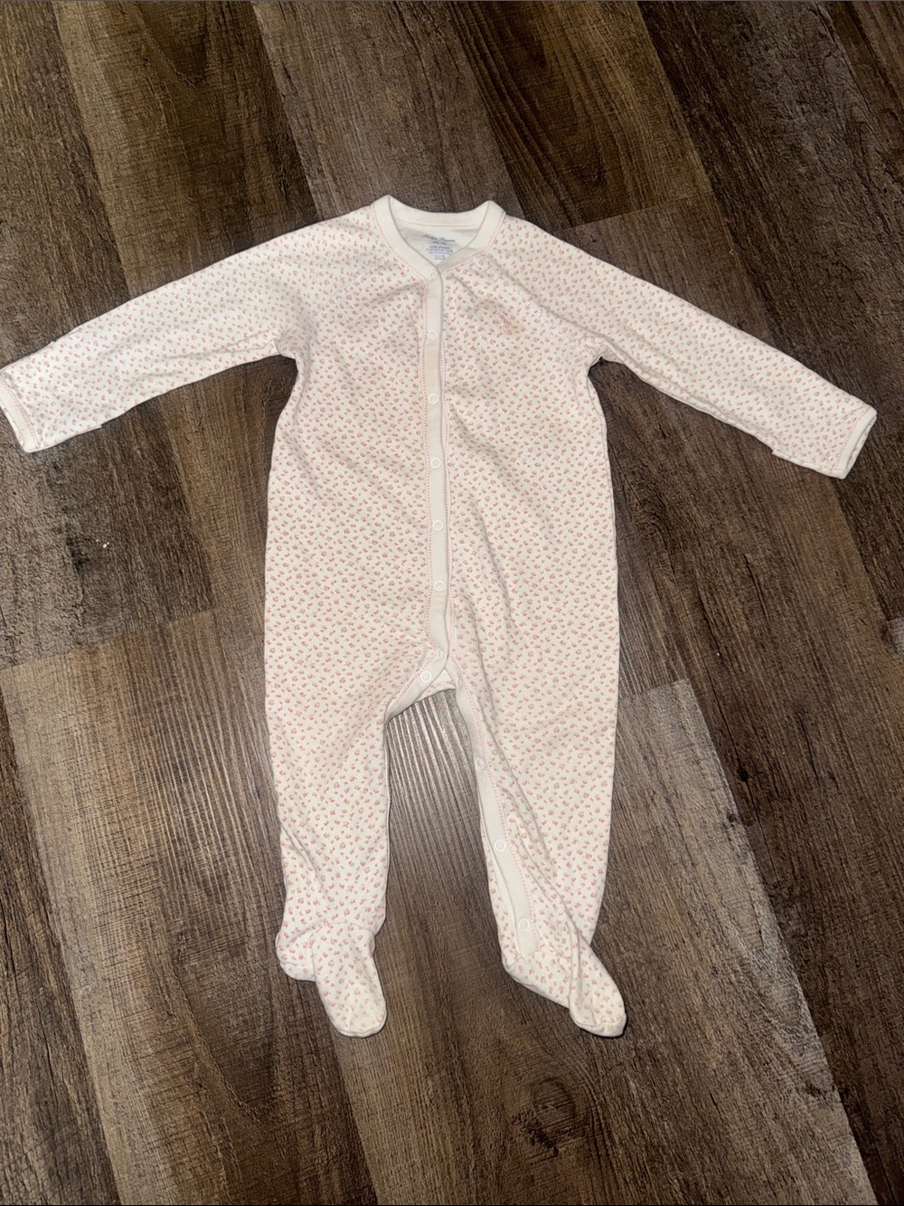 Ralph Lauren Pink Floral Footed Baby One-Piece